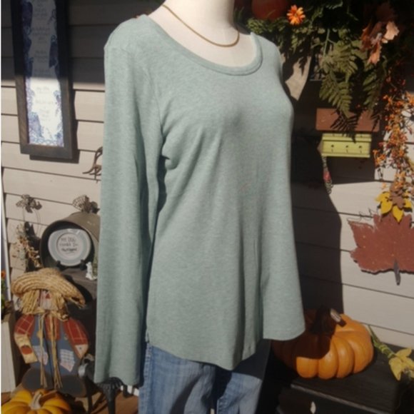 CYNTHIA ROWLEY ♡ Gorgeous Minty Green|Blueish Extremely SOFT Long Sleeve Top L - Picture 7 of 15